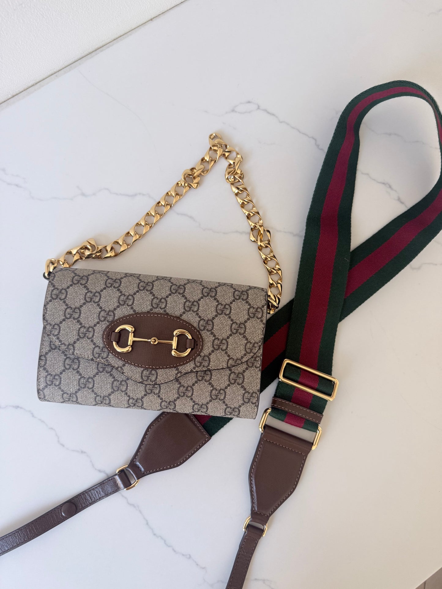 Gucci GG Supreme Monogram Small Horsebit 1955 Crossbody