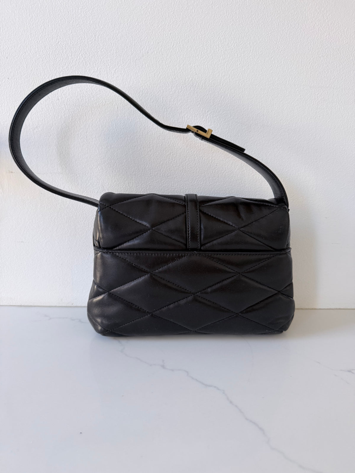 YSL Lambskin Quilted Le 57 Diamond Shoulder Bag Black