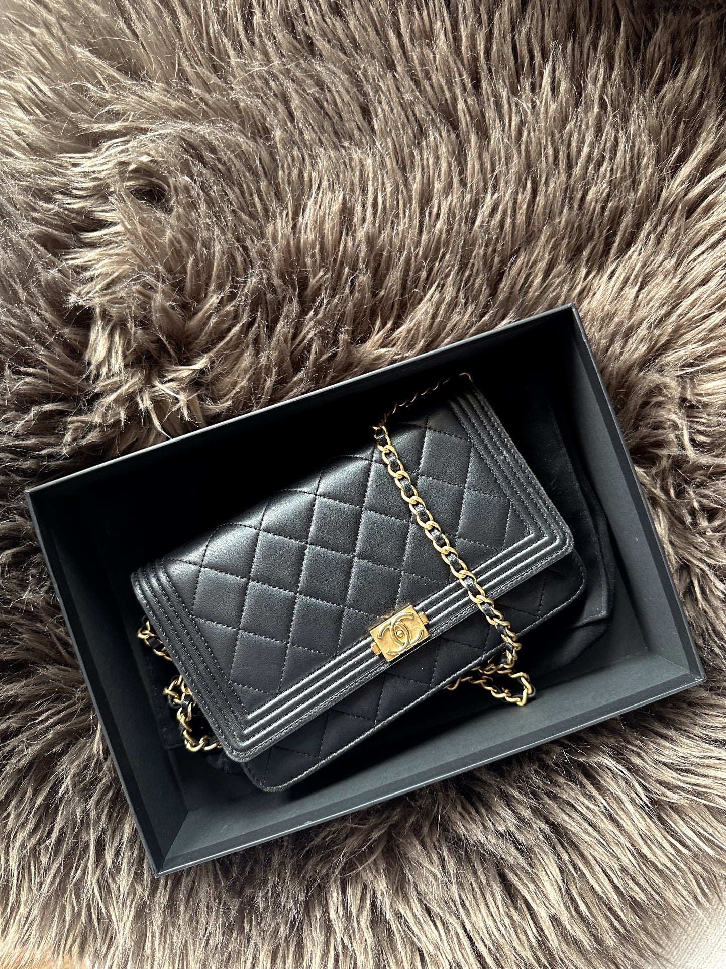 CHANEL Boy Wallet On Chain Quilted Lambskin