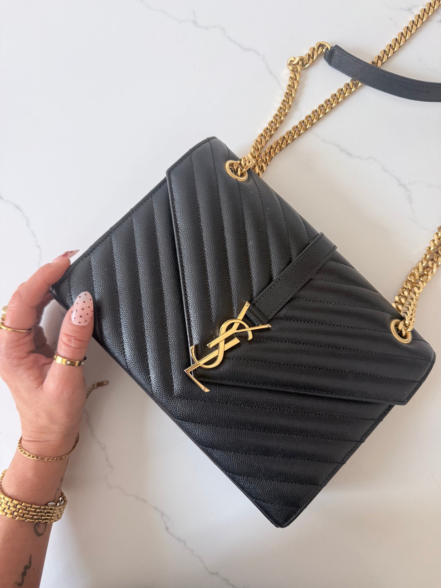 YSL Monogram Matelassé Envelope Chain Shoulder Bag