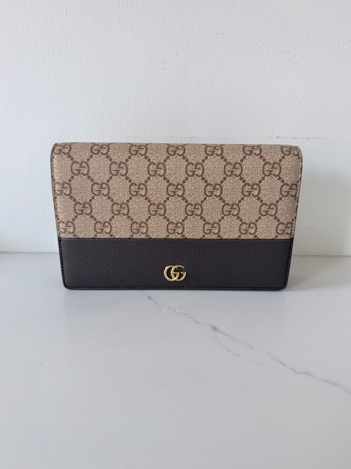 Gucci Bi-color GG Marmont Wallet on Chain