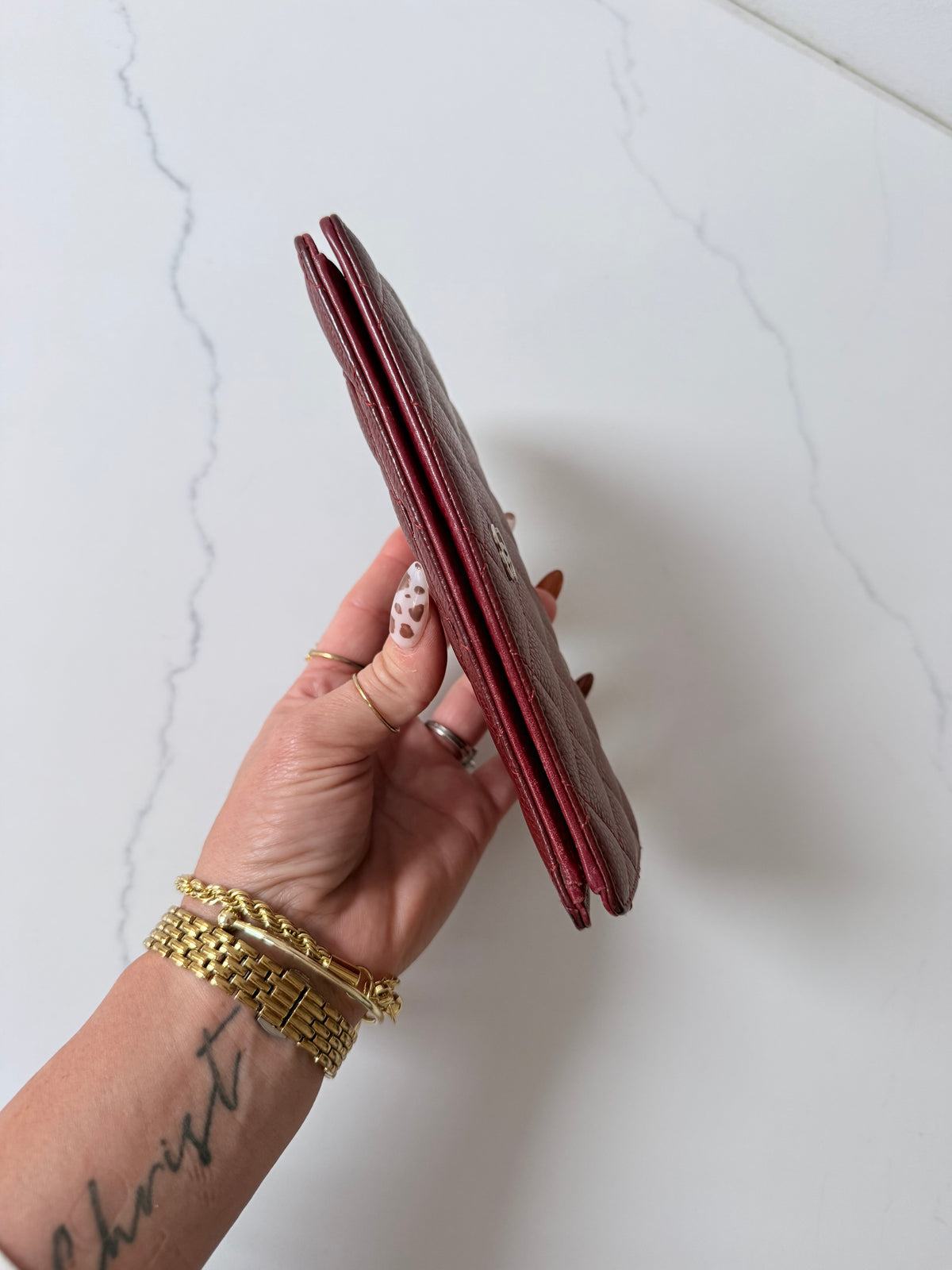 Chanel Burgundy Quilted Wallet