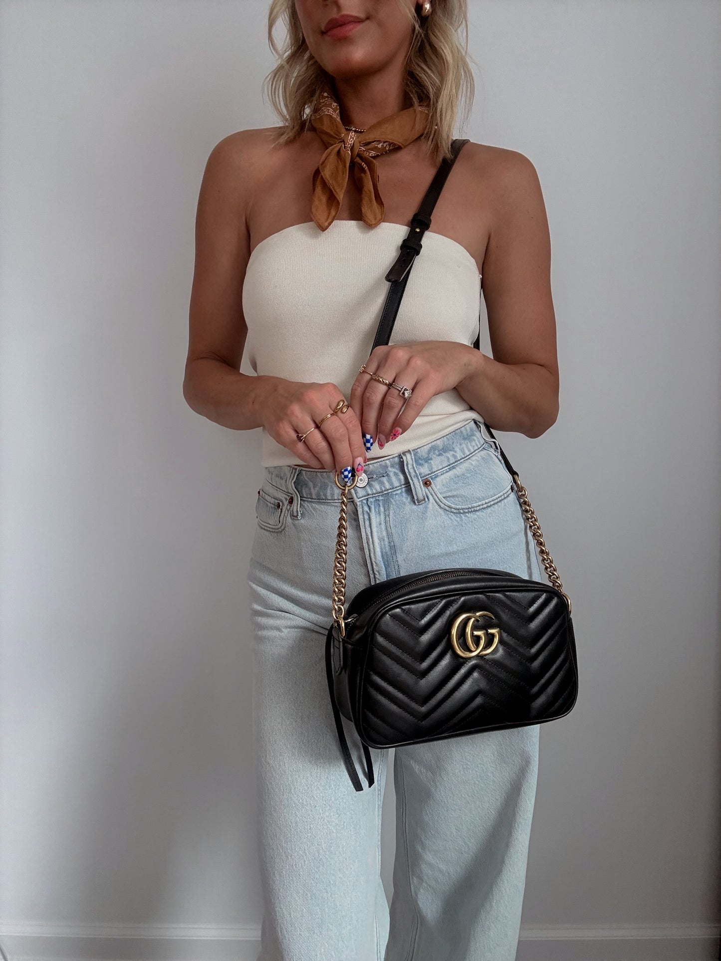 Black Gucci Marmont Camera Bag