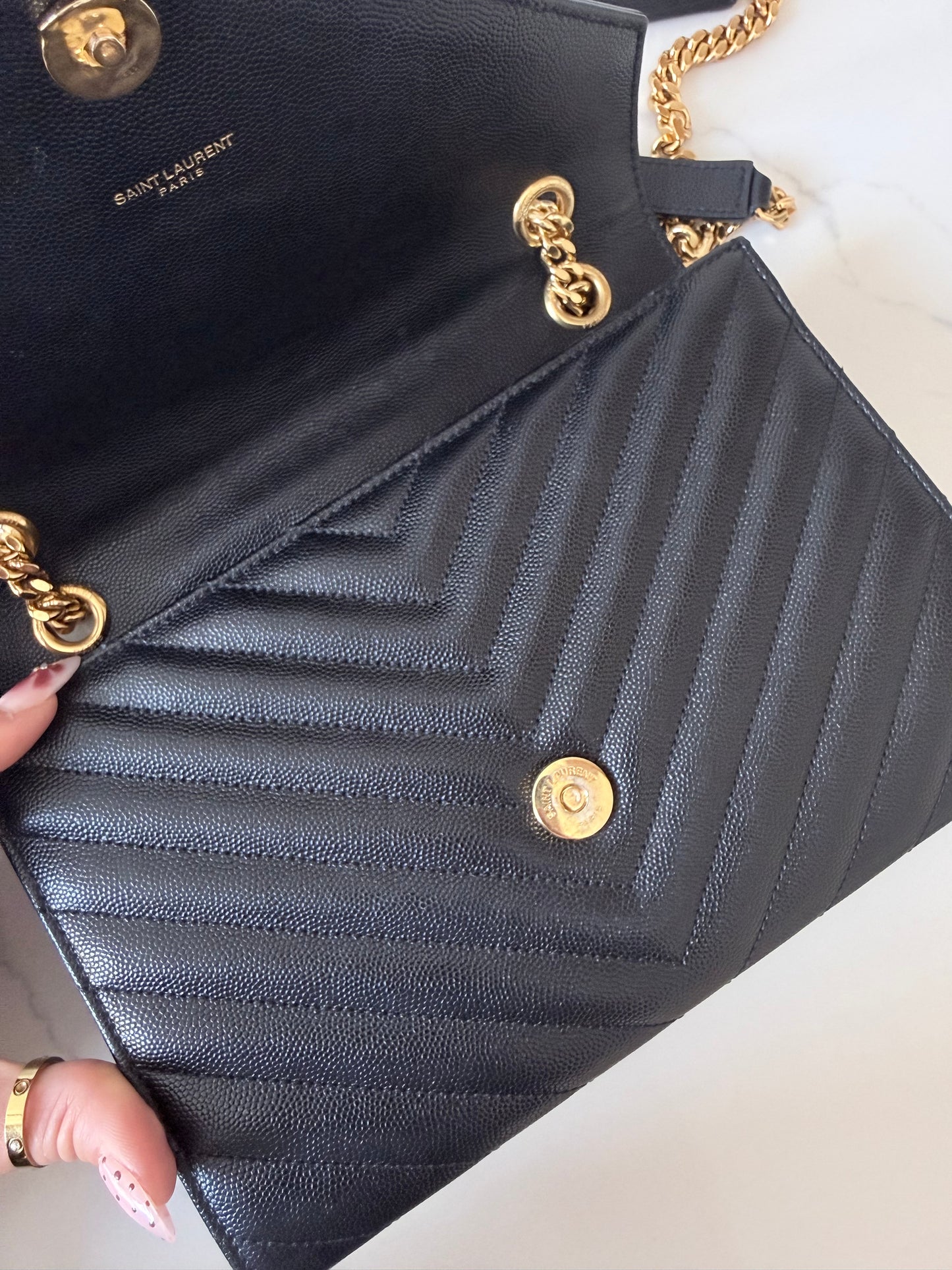 YSL Monogram Matelassé Envelope Chain Shoulder Bag