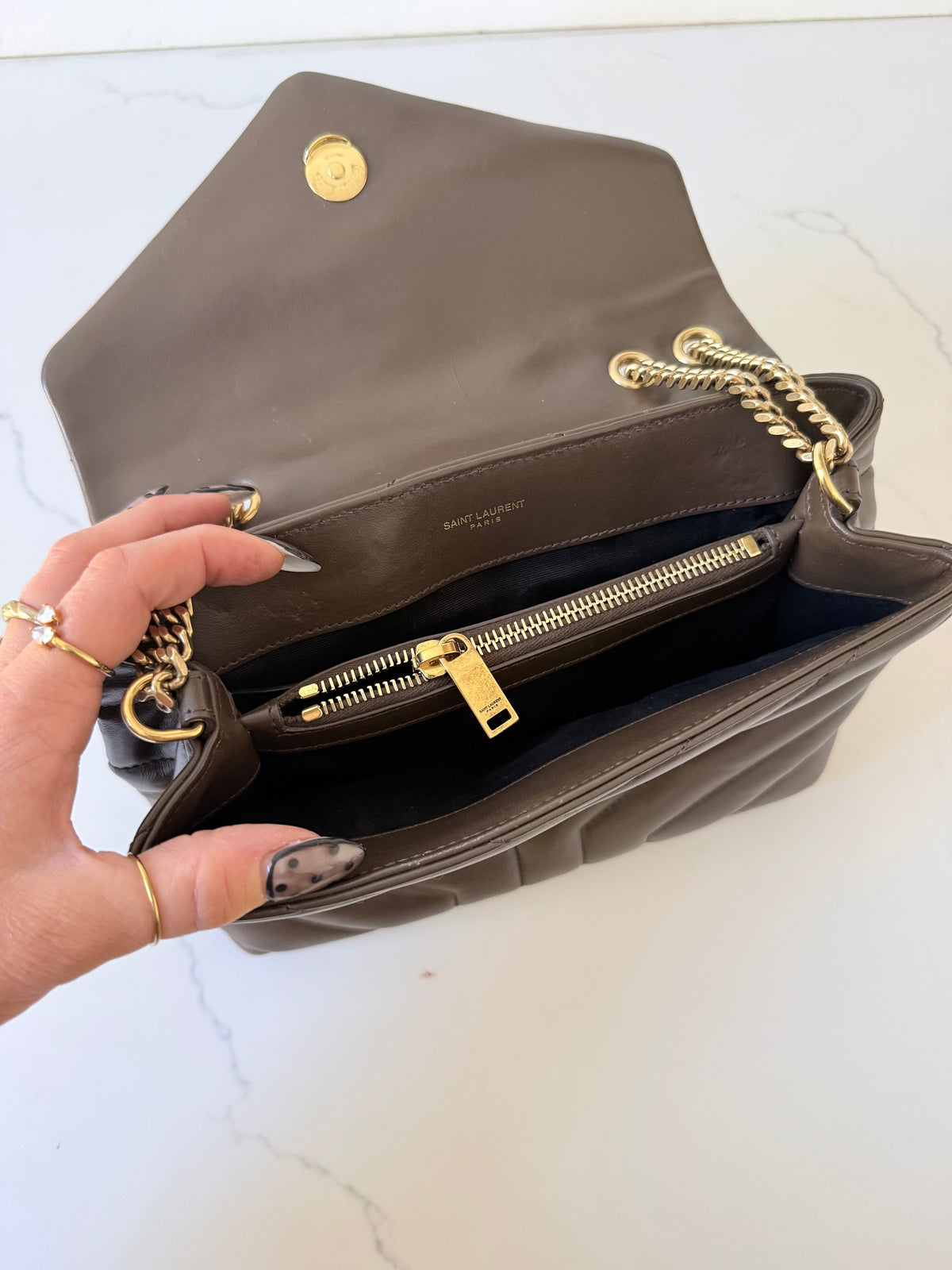 YSL Quilted LouLou Deep Hickory