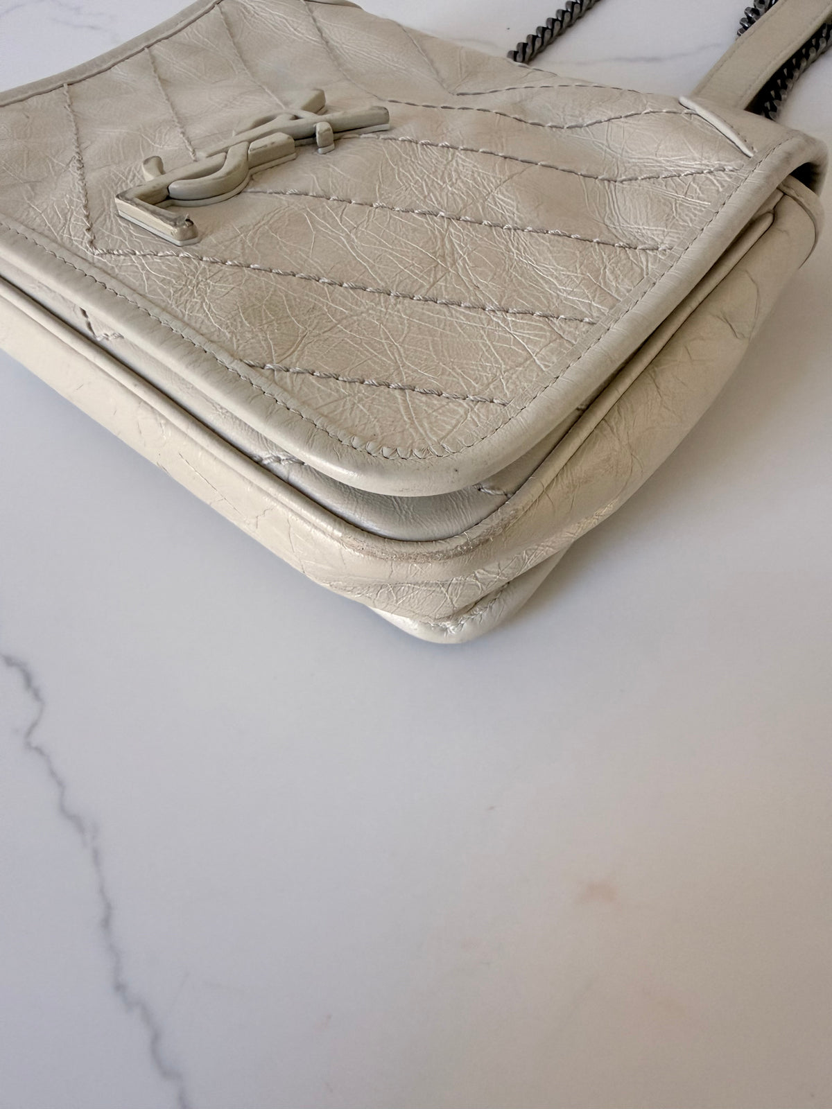 YSL Crinkled Calfskin Matelasse Monogram Niki Chain Bag