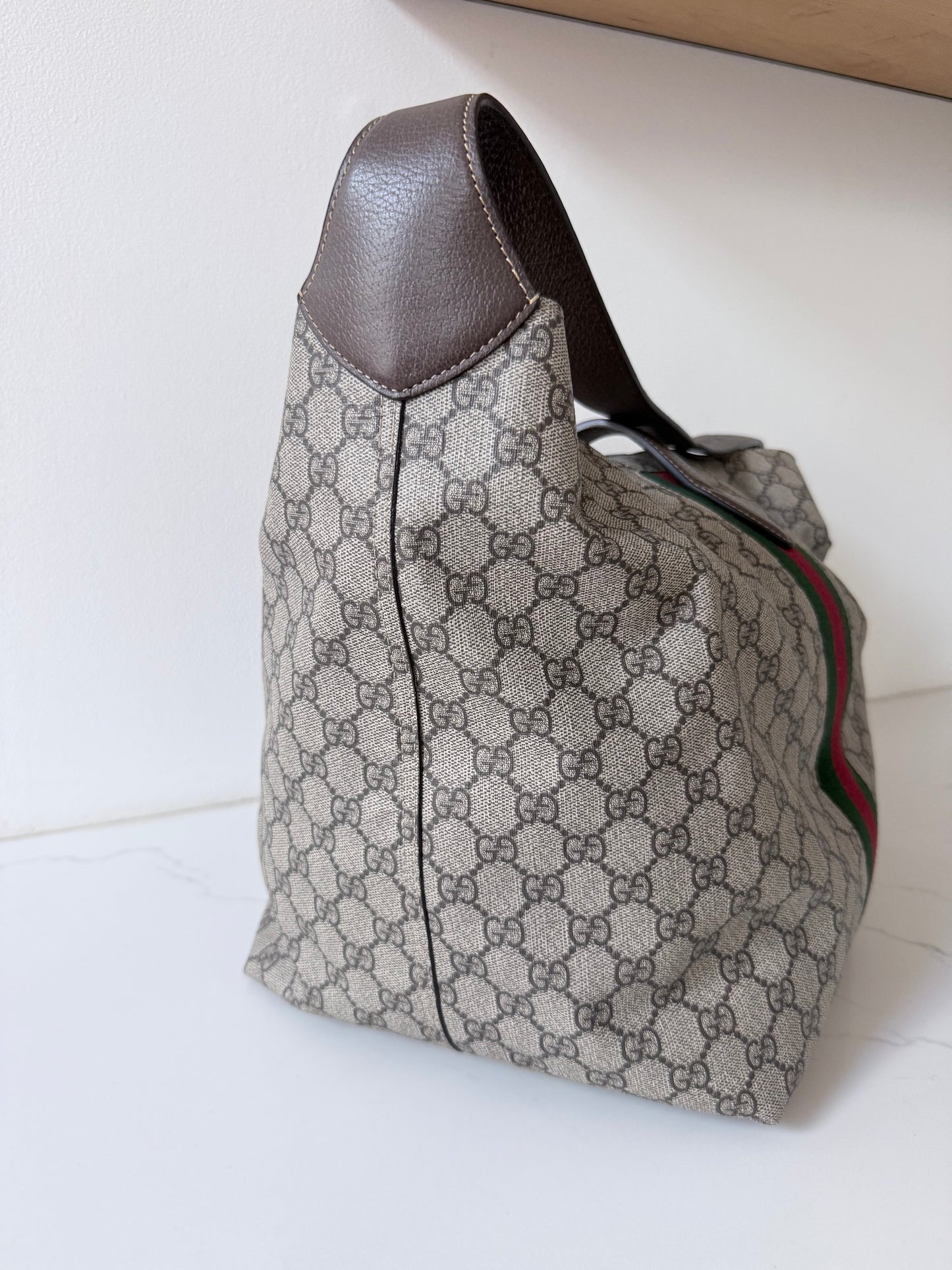 Gucci GG Supreme Web Stripe Jackie Hobo Shoulder Bag