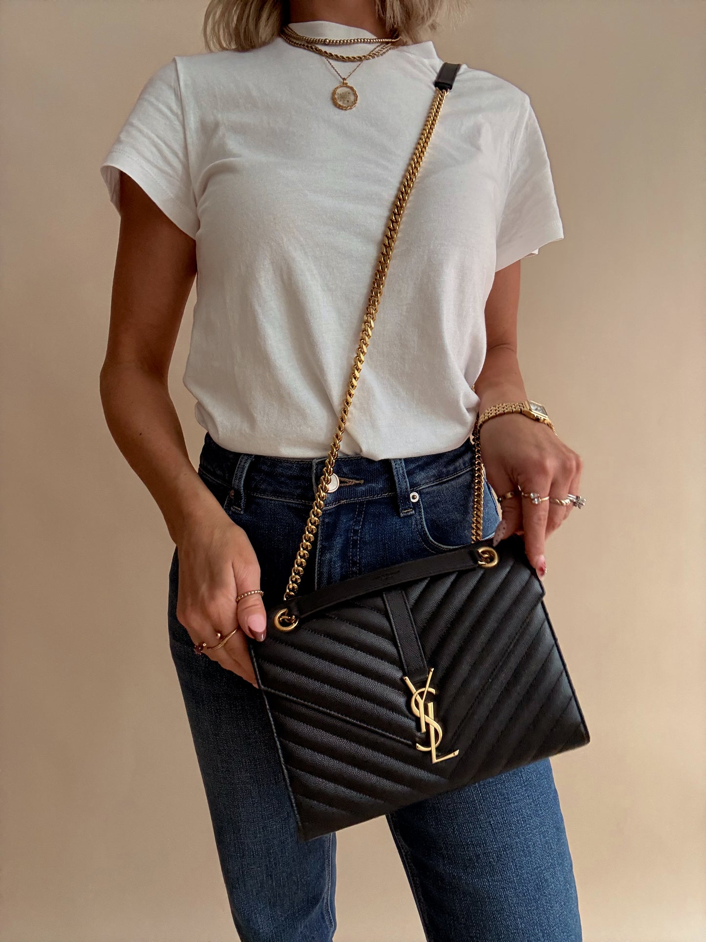 YSL Monogram Matelassé Envelope Chain Shoulder Bag
