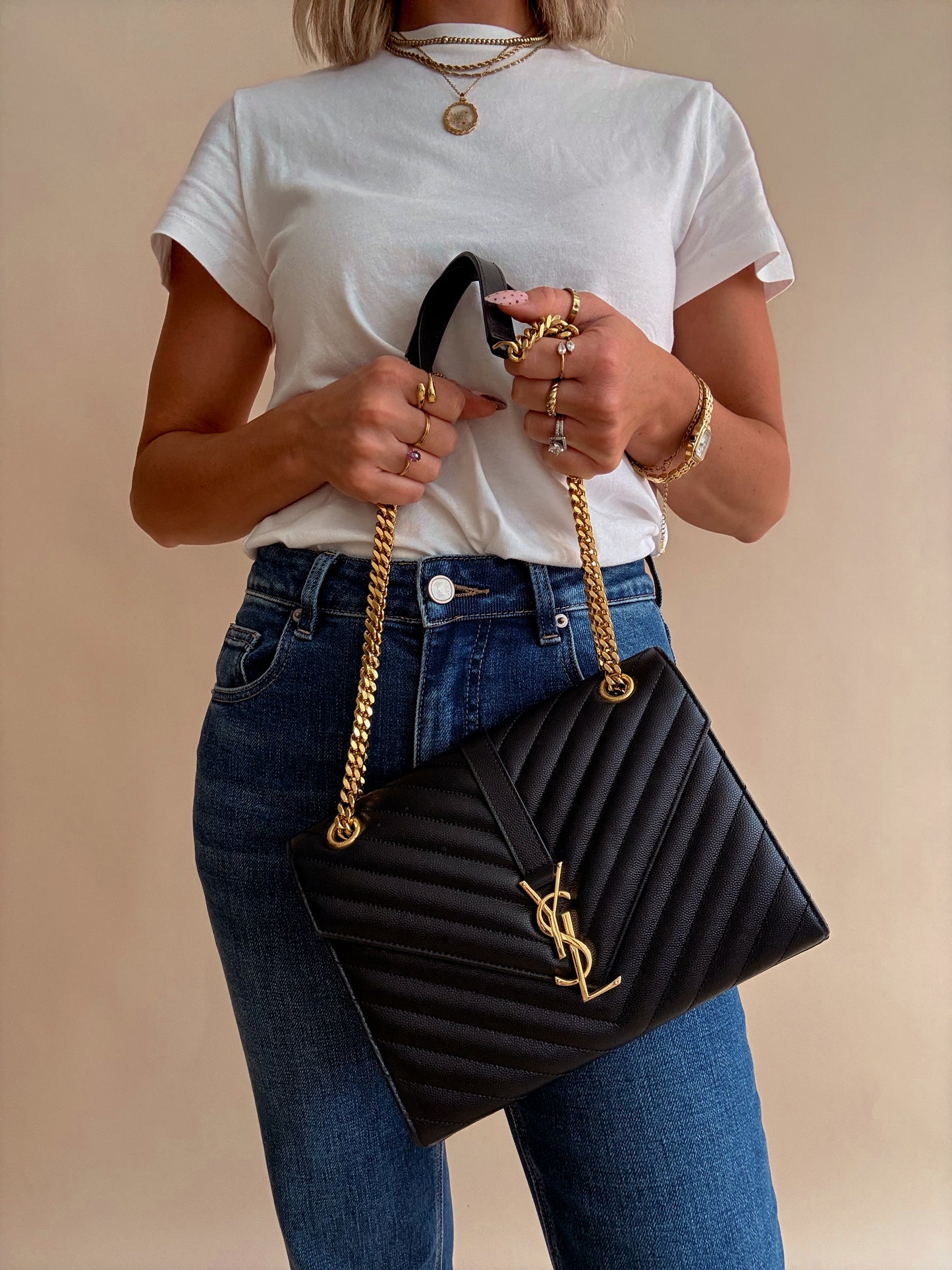 YSL Monogram Matelassé Envelope Chain Shoulder Bag