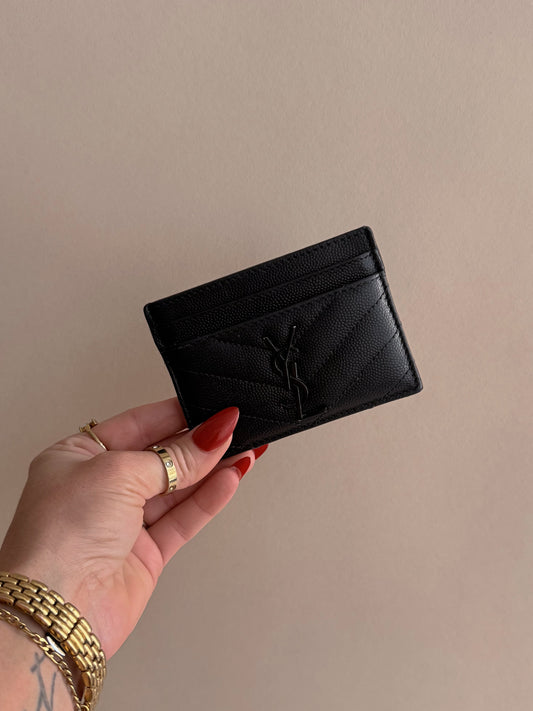 YSL Monogram Card Case in Grained Leather