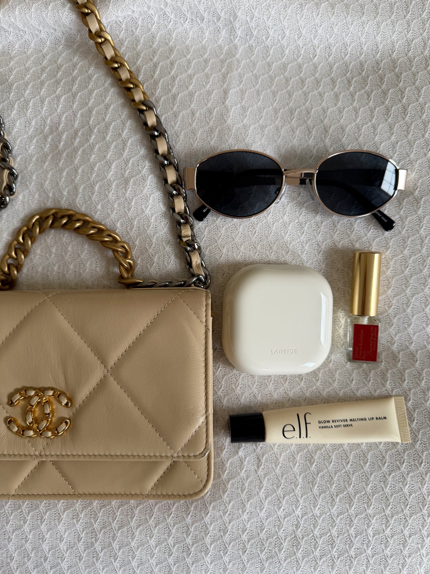 Quilted Chanel 19 Wallet On Chain Light Beige