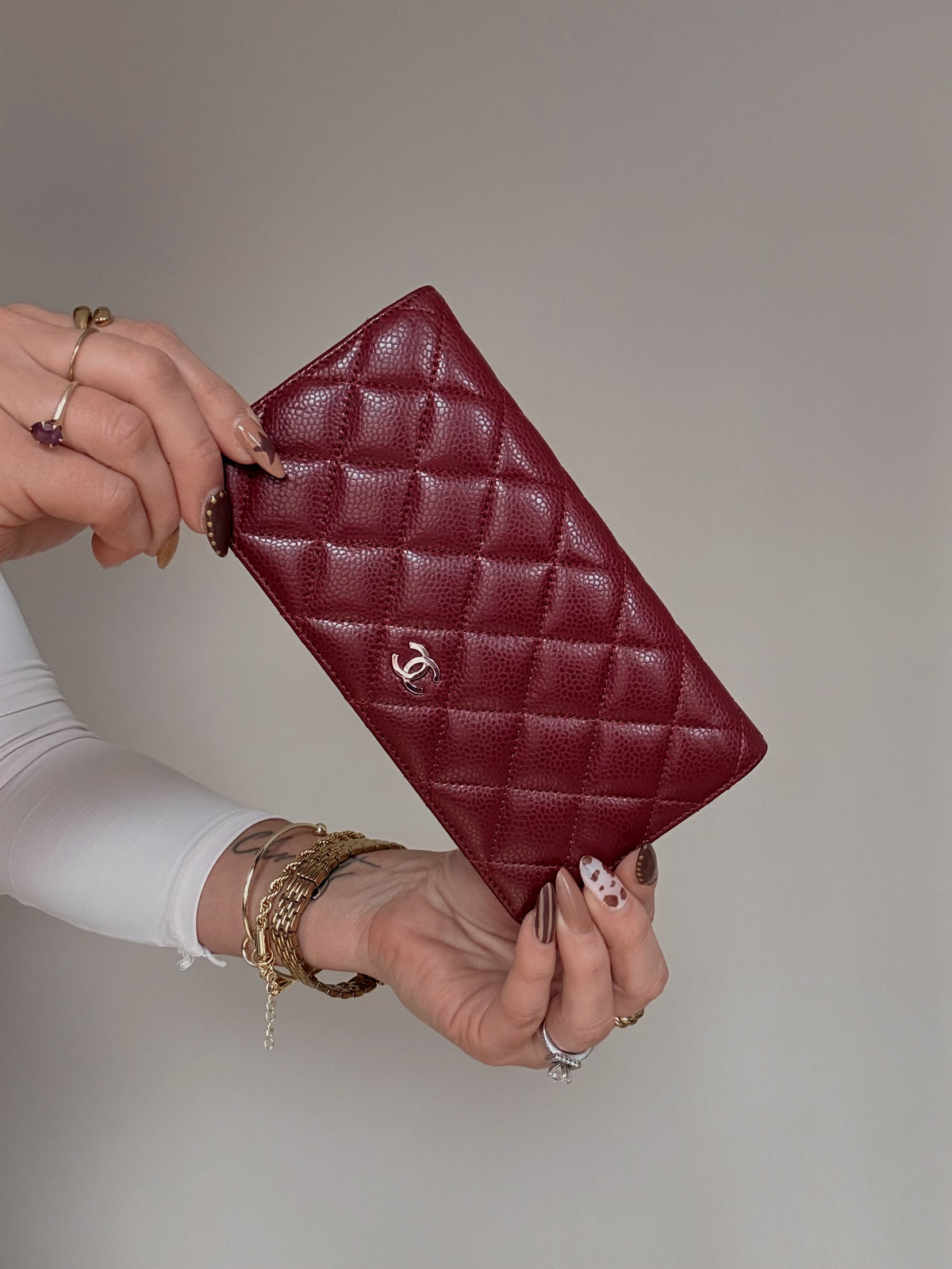 Chanel Burgundy Quilted Wallet