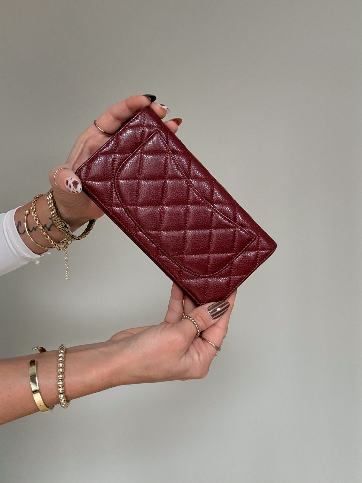 Chanel Burgundy Quilted Wallet