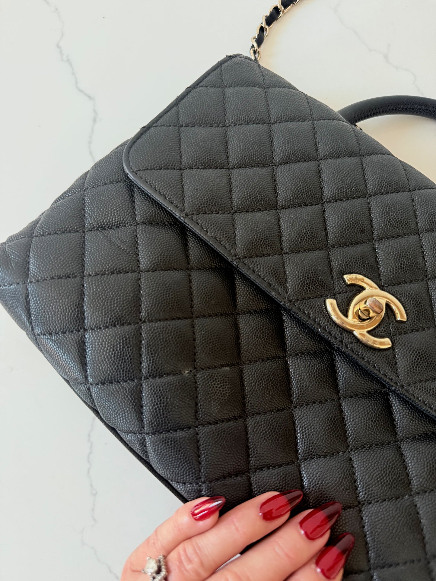Chanel Caviar Quilted Medium Coco Handle Flap Black