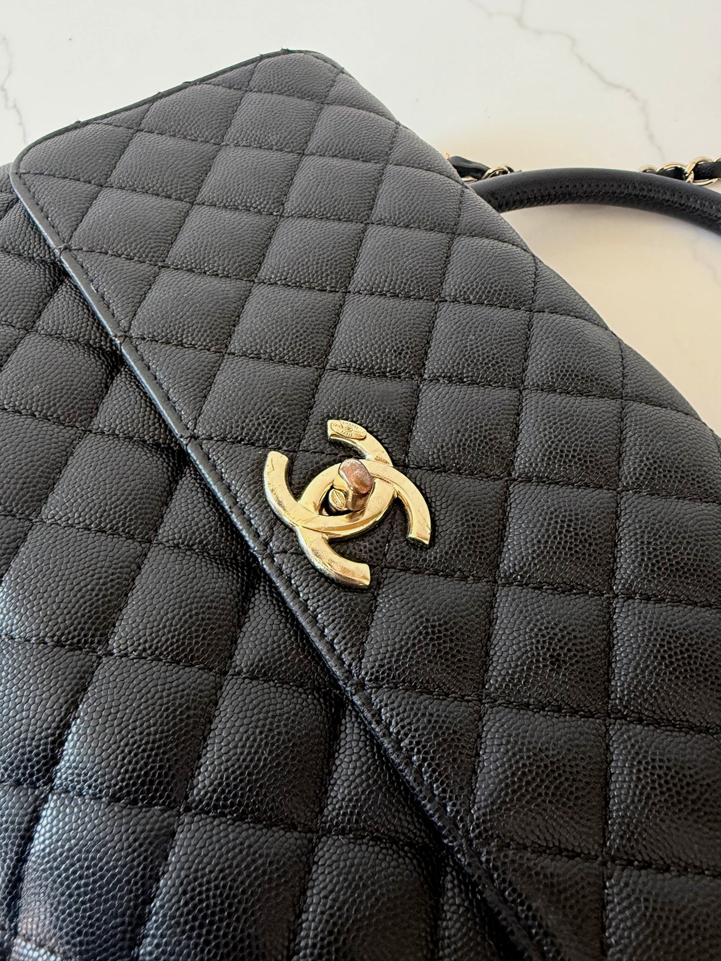 Chanel Caviar Quilted Medium Coco Handle Flap Black