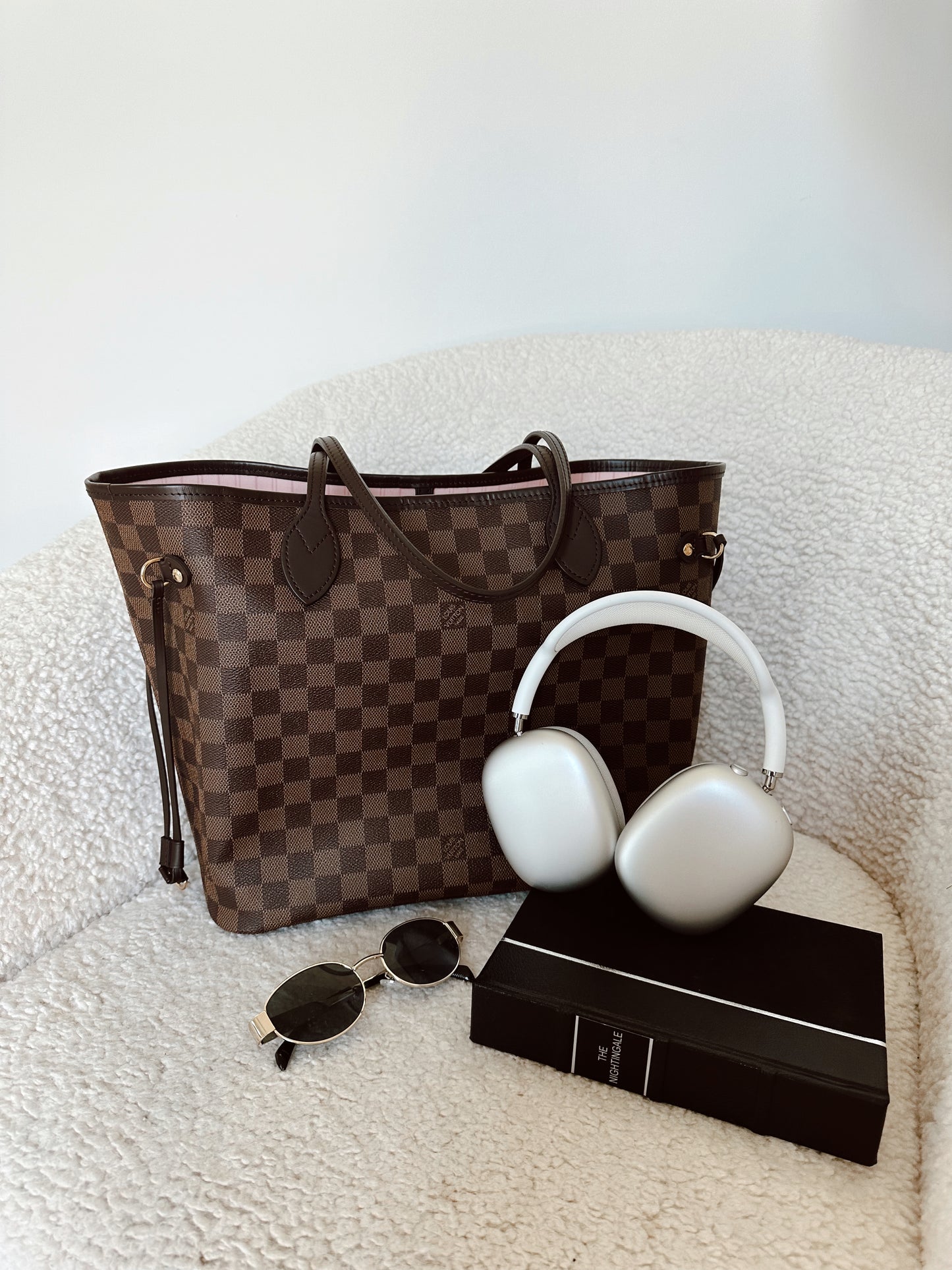 Louis Vuitton Neverfull MM Damier Ebene Rose Ballerine