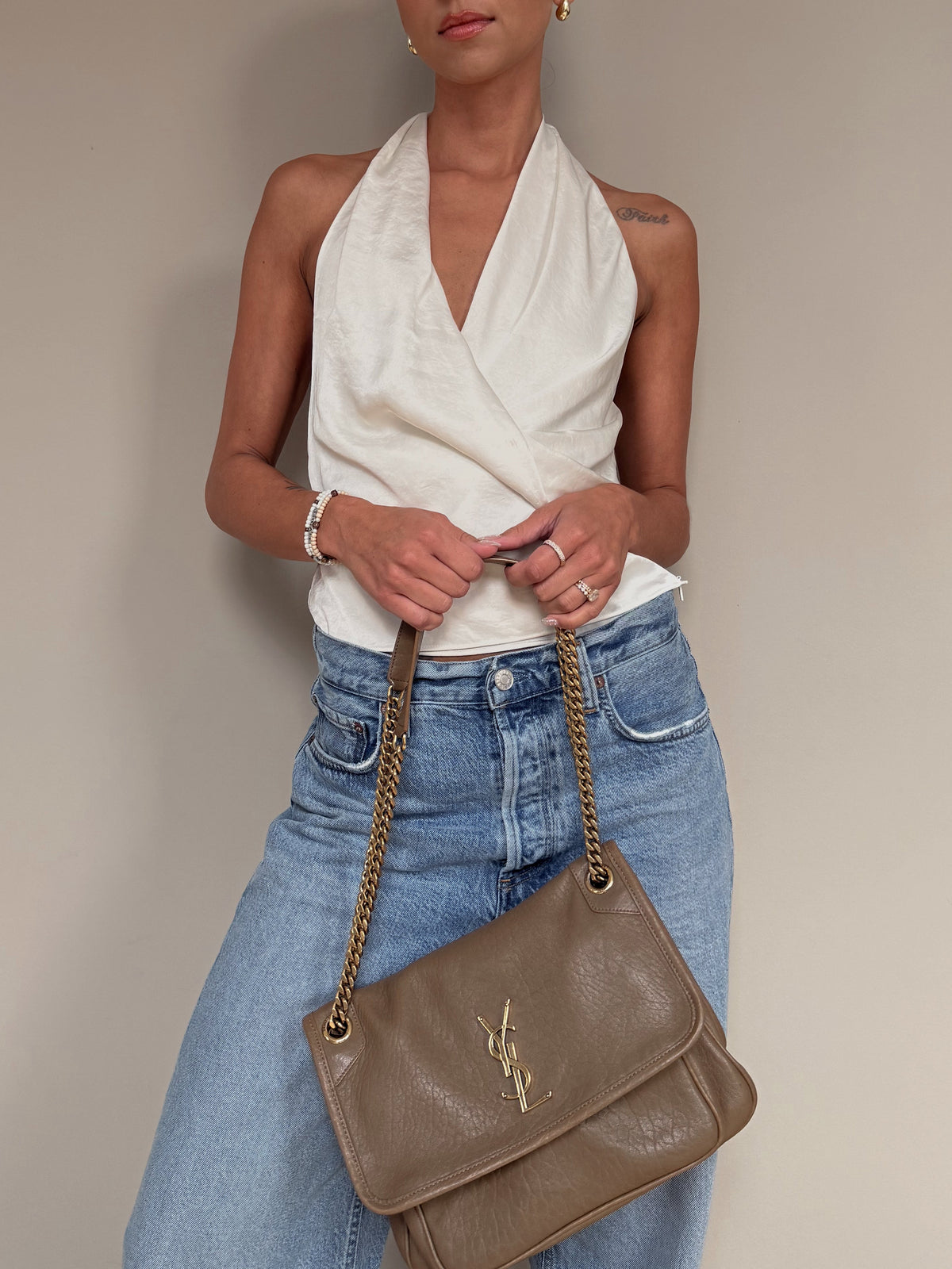 YSL Niki Medium Grained Lambskin
Dark Cork