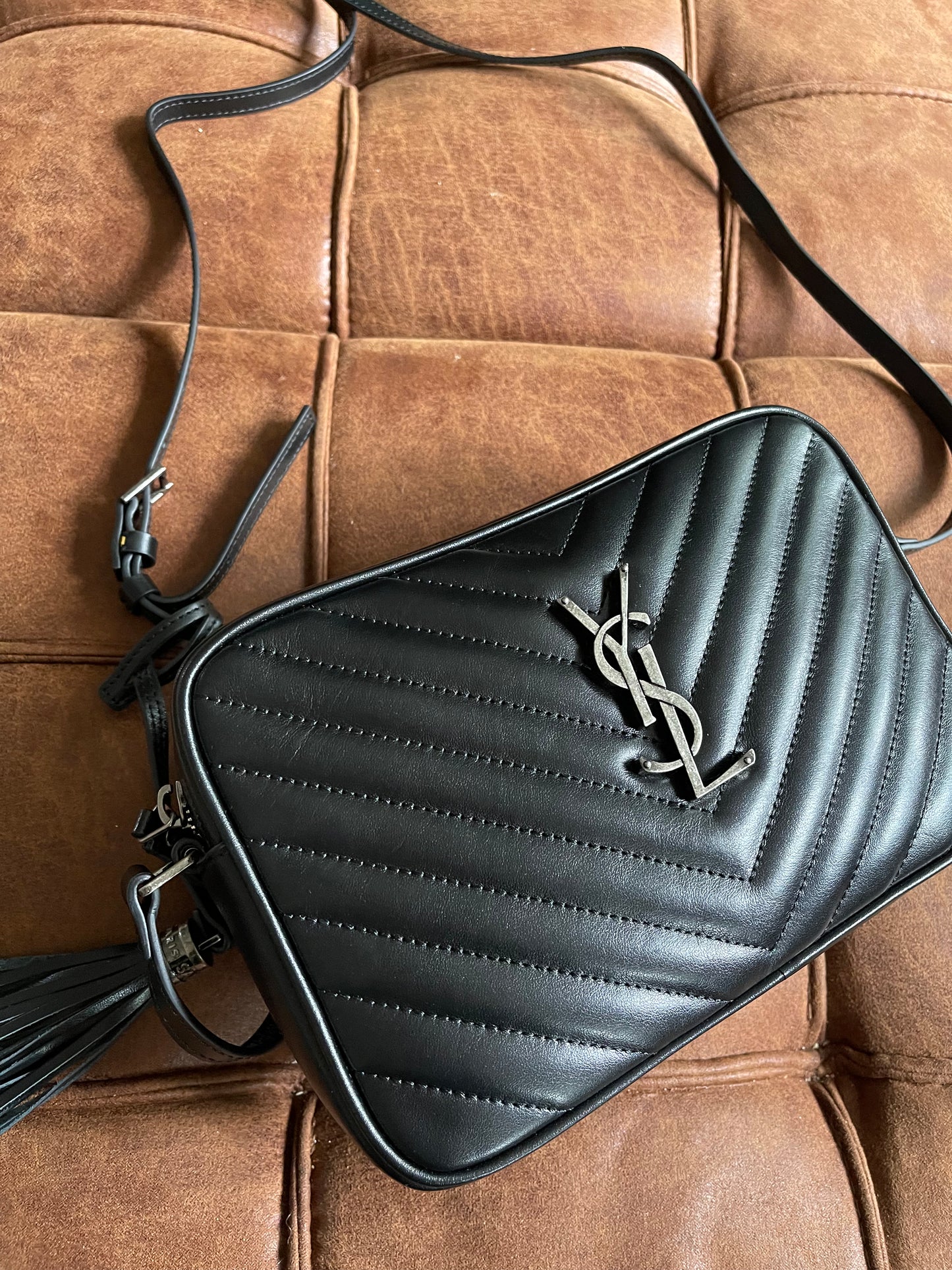 YSL Camera Bag Black Quilted