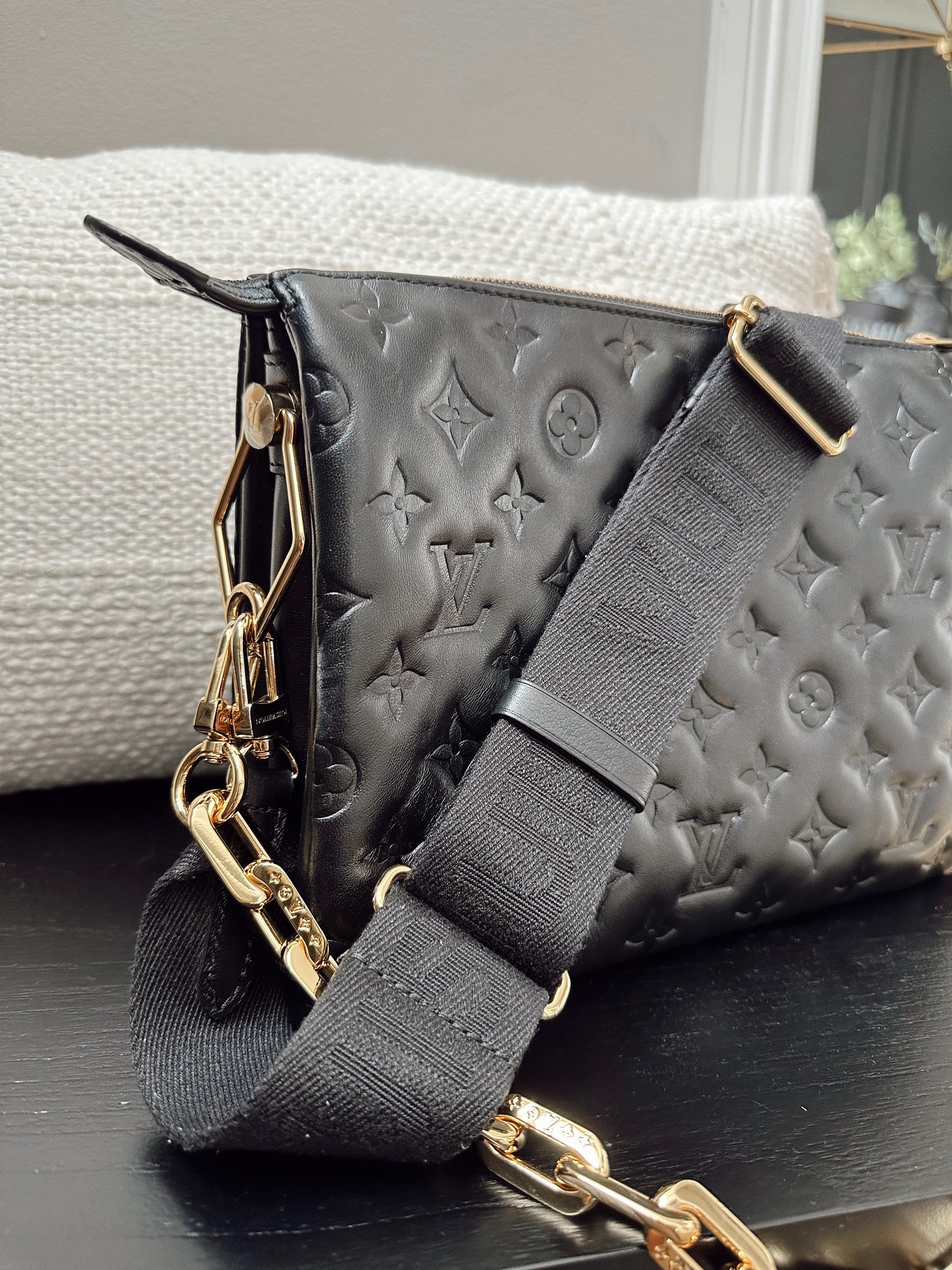 Louis+Vuitton+Coussin+Pouch+Mini+Black+Leather for sale online