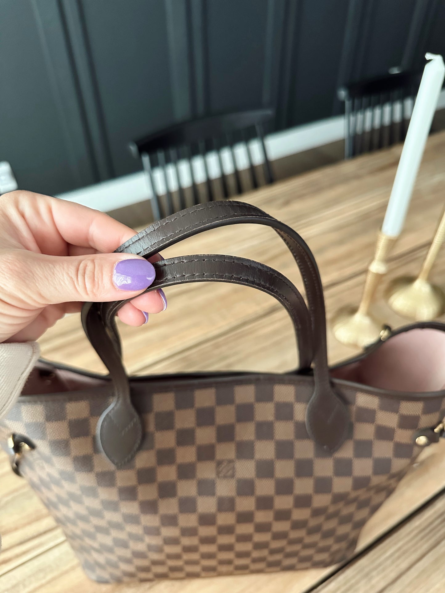 Louis Vuitton Neverfull Damier Ebene MM Rose Ballerine