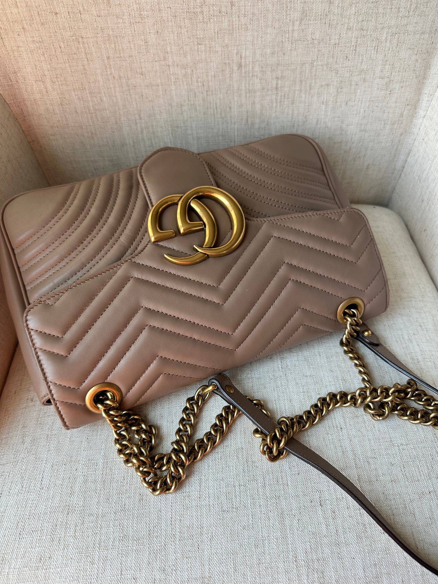 Gucci Marmont Shoulder Bag Beige