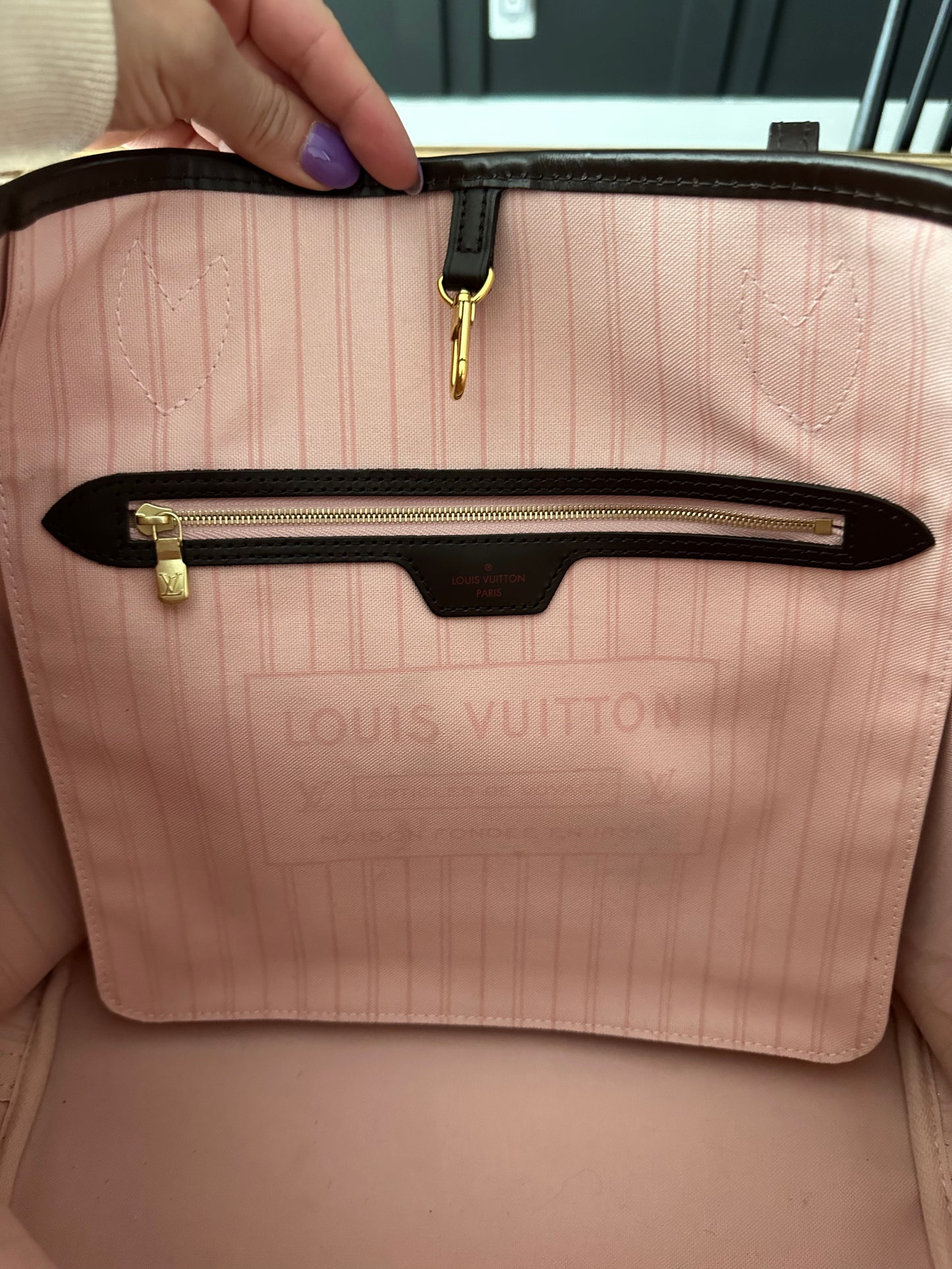 Louis Vuitton Neverfull Damier Ebene MM Rose Ballerine