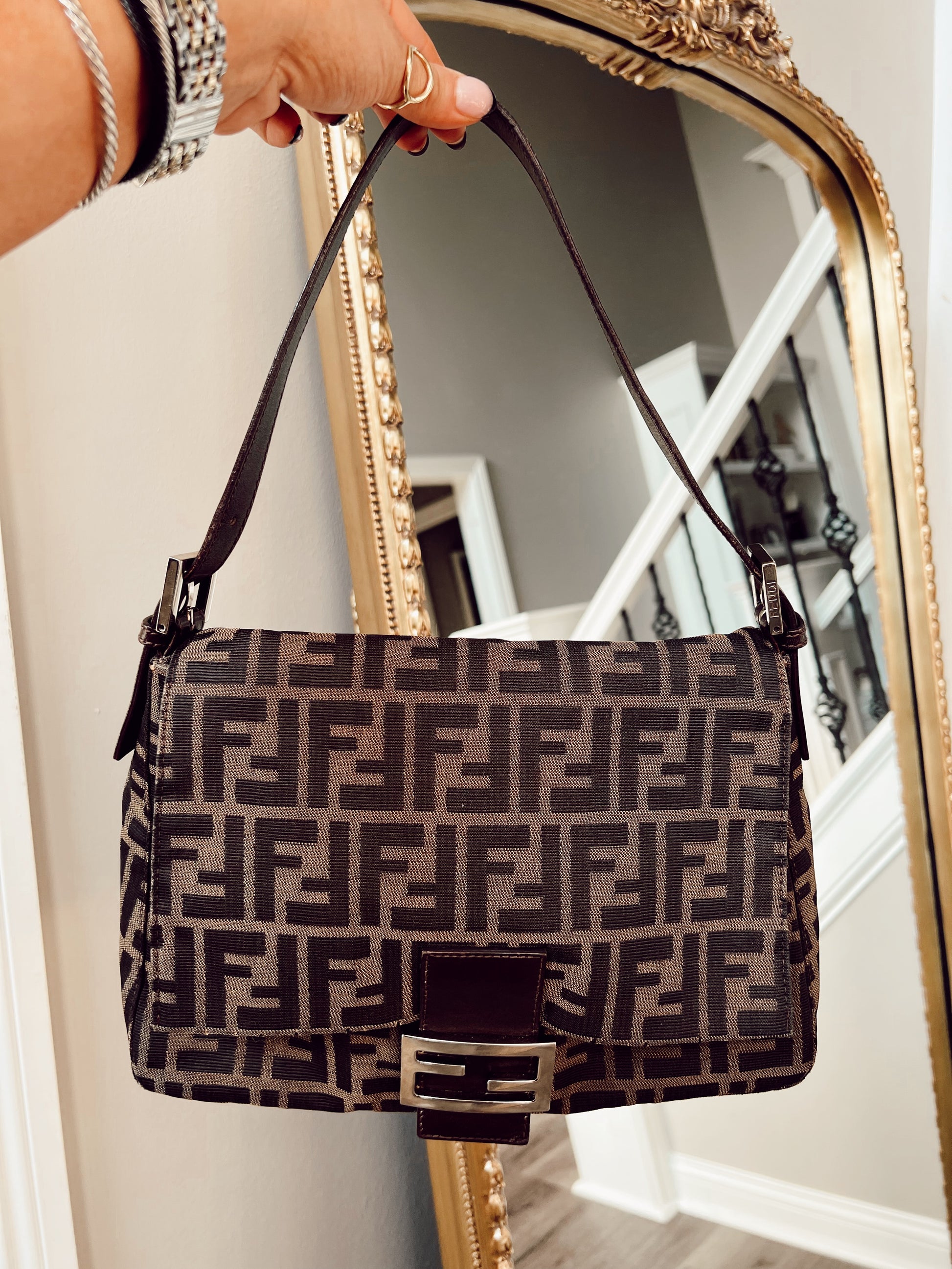 fendi zucca mama baguette tobacco Forever Shoulder Bag this pre Fendi Mama Zucca Baguette