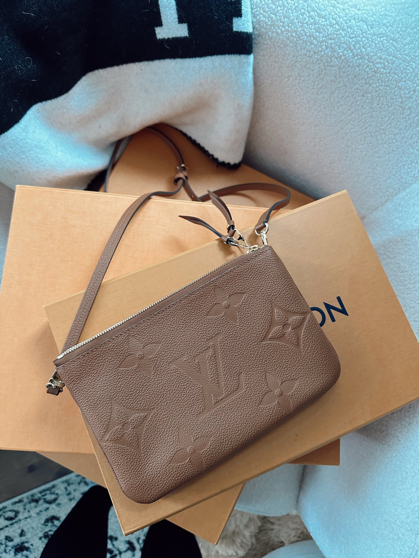 Louis Vuitton Double Zip Pouchette Carmel