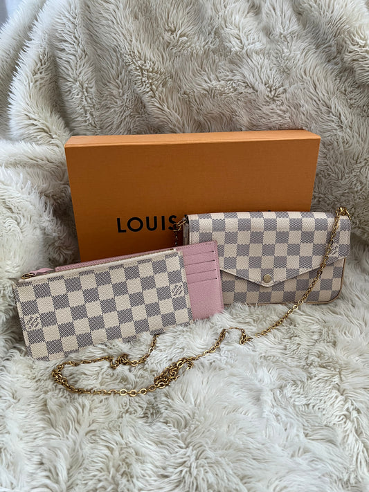 Louis Vuitton Damier Azur Pochette Felicie Chain Wallet