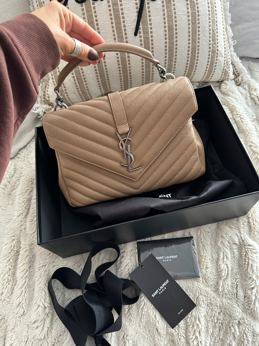 Saint Laurent Matelasse Chevron Monogram Beige