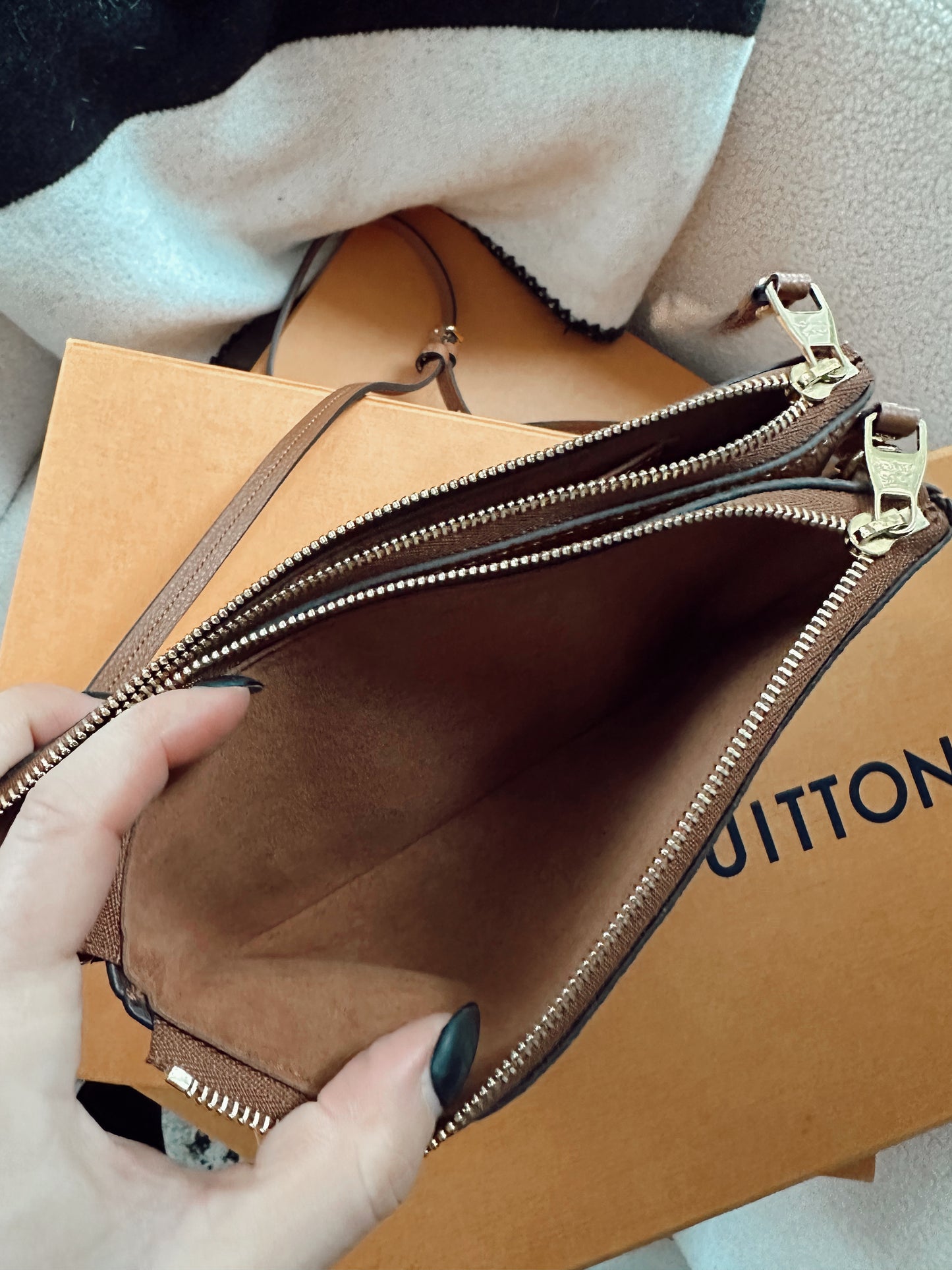 Louis Vuitton Double Zip Pouchette Carmel