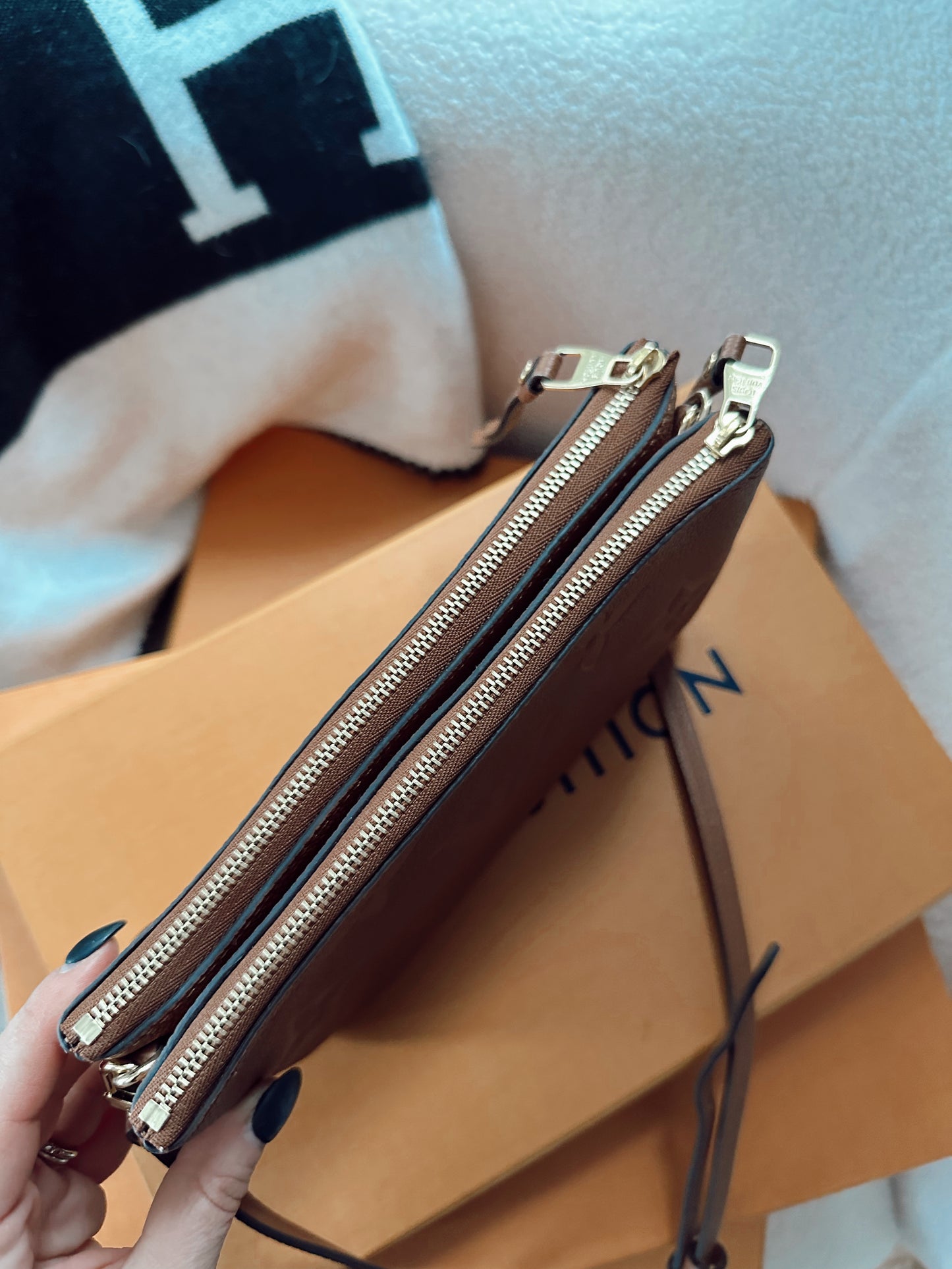 Louis Vuitton Double Zip Pouchette Carmel