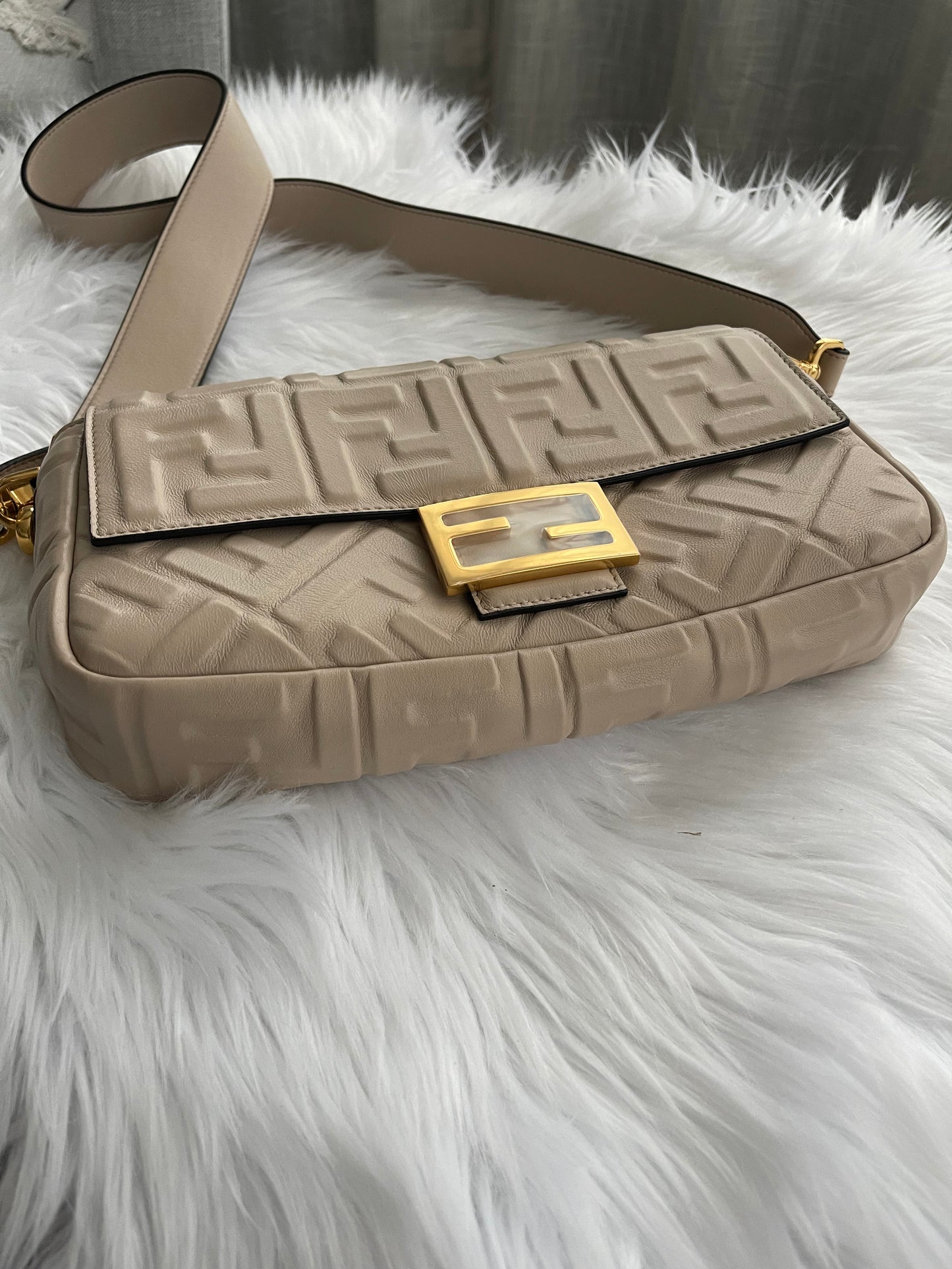 Fendi Baguette Nappa Leather Beige